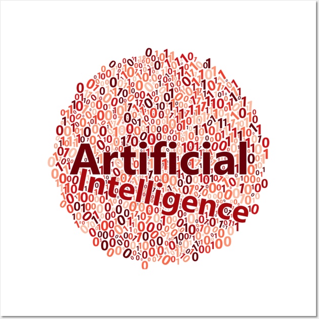 Artificial Intelligence Data Science Word Cloud | Red Wall Art by aRtVerse